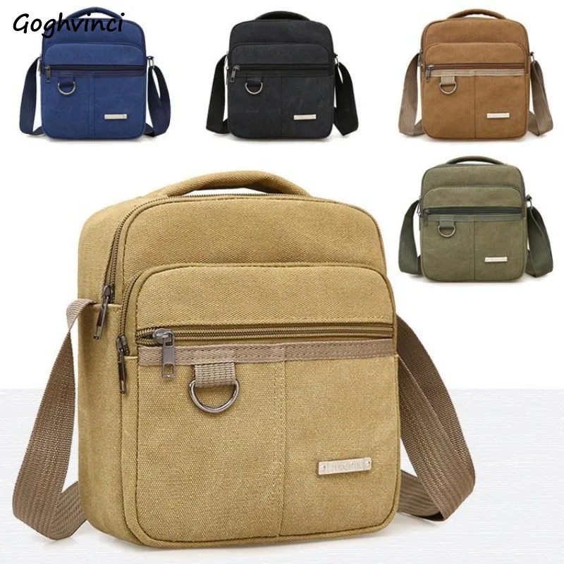 Canvas Shoulder Bags Men Korean Style Fashion Business Large Capacity Crossbody Bag Traveling All-match Multi-function Chic Ins