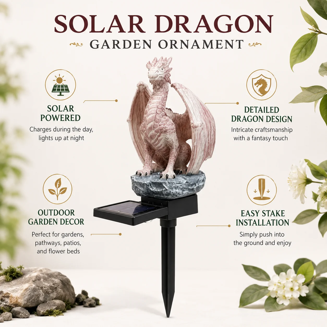Solar Powered Dragon Garden St - Resin Art Lamp review and price