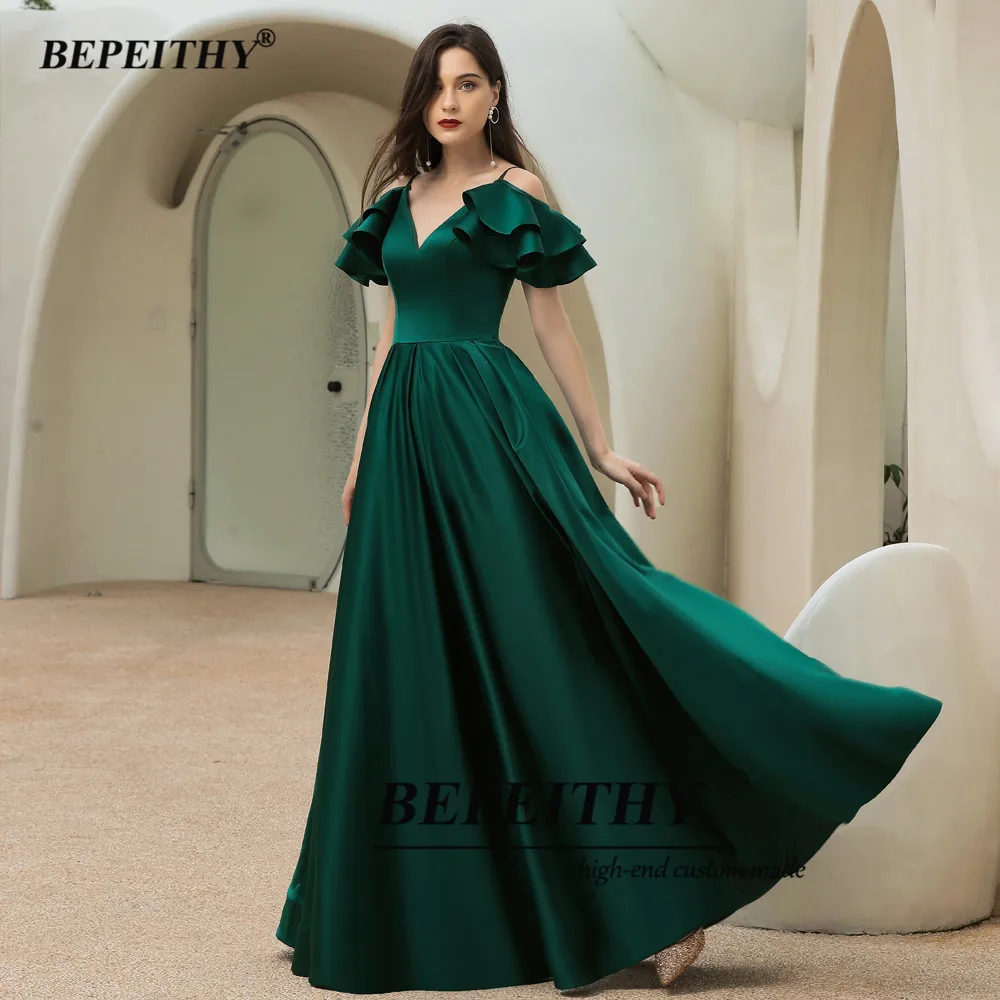 BEPEITHY Chữ A Xanh Đậm Dài Váy Ngủ Đầm Dự Tiệc Cổ V Có Thể Tháo Rời Tay Vintage Xòe Áo Choàng Cho Plus Size Nữ 2021