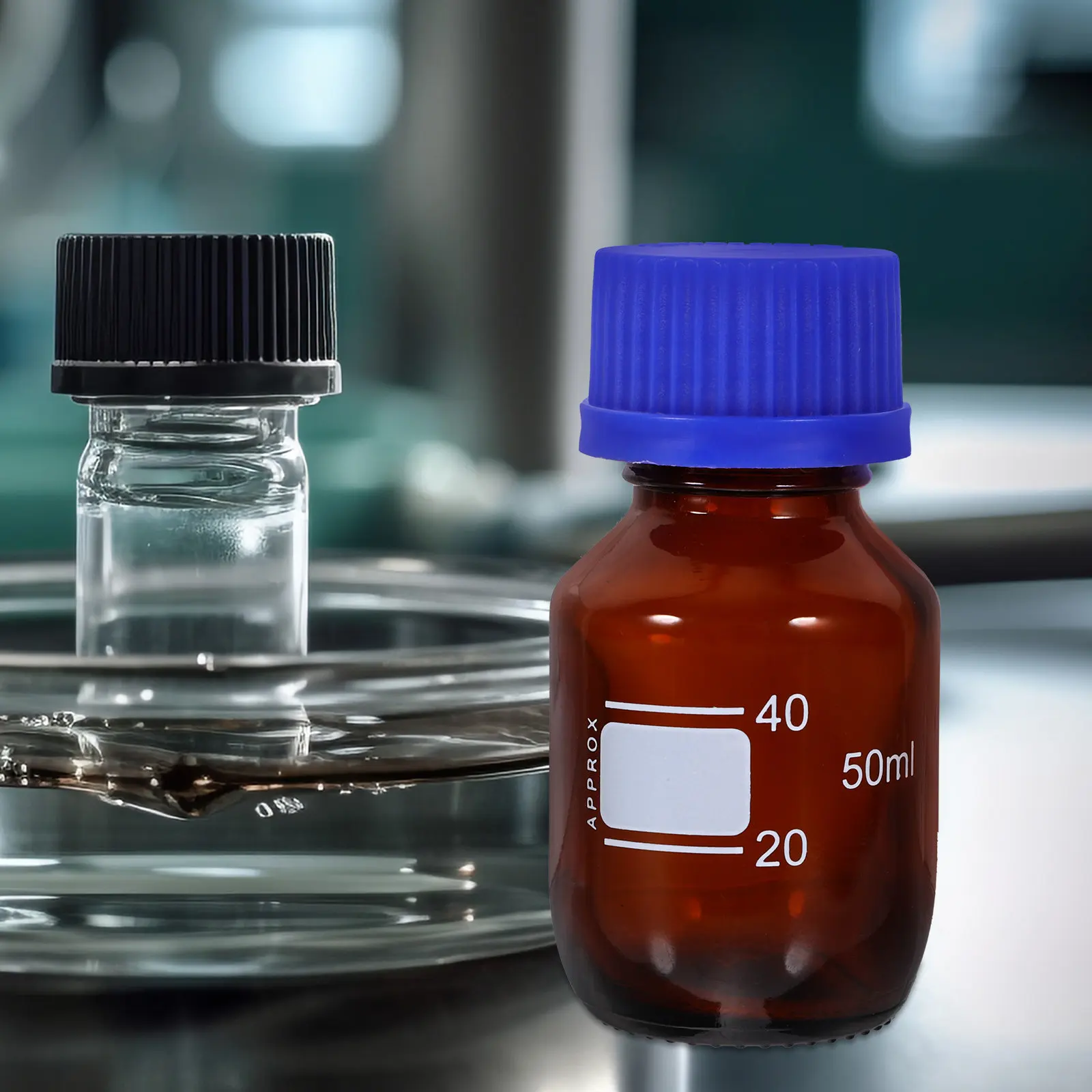 

2Pcs Glass Plastic Hybrid Reagent Bottles Graduated Scale Sealed Screw Cap Chemical Storage Bottle Lab Classroom Industrial Home