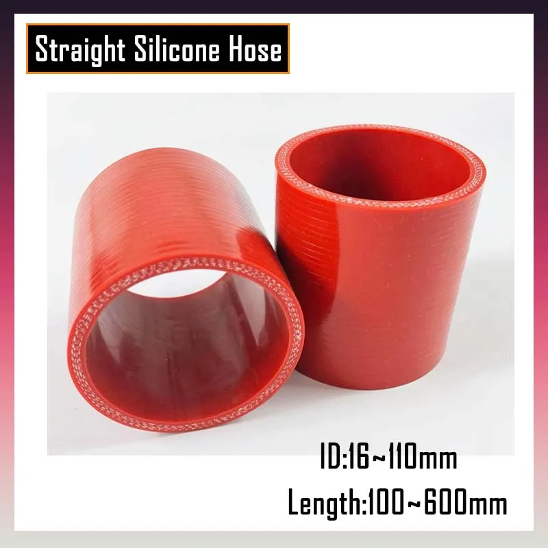 

ID 16-110mm Straight Silicone Intercooler Tube Coolant Hose High Temperature High Pressure Turbo Intake Silicone Pipe