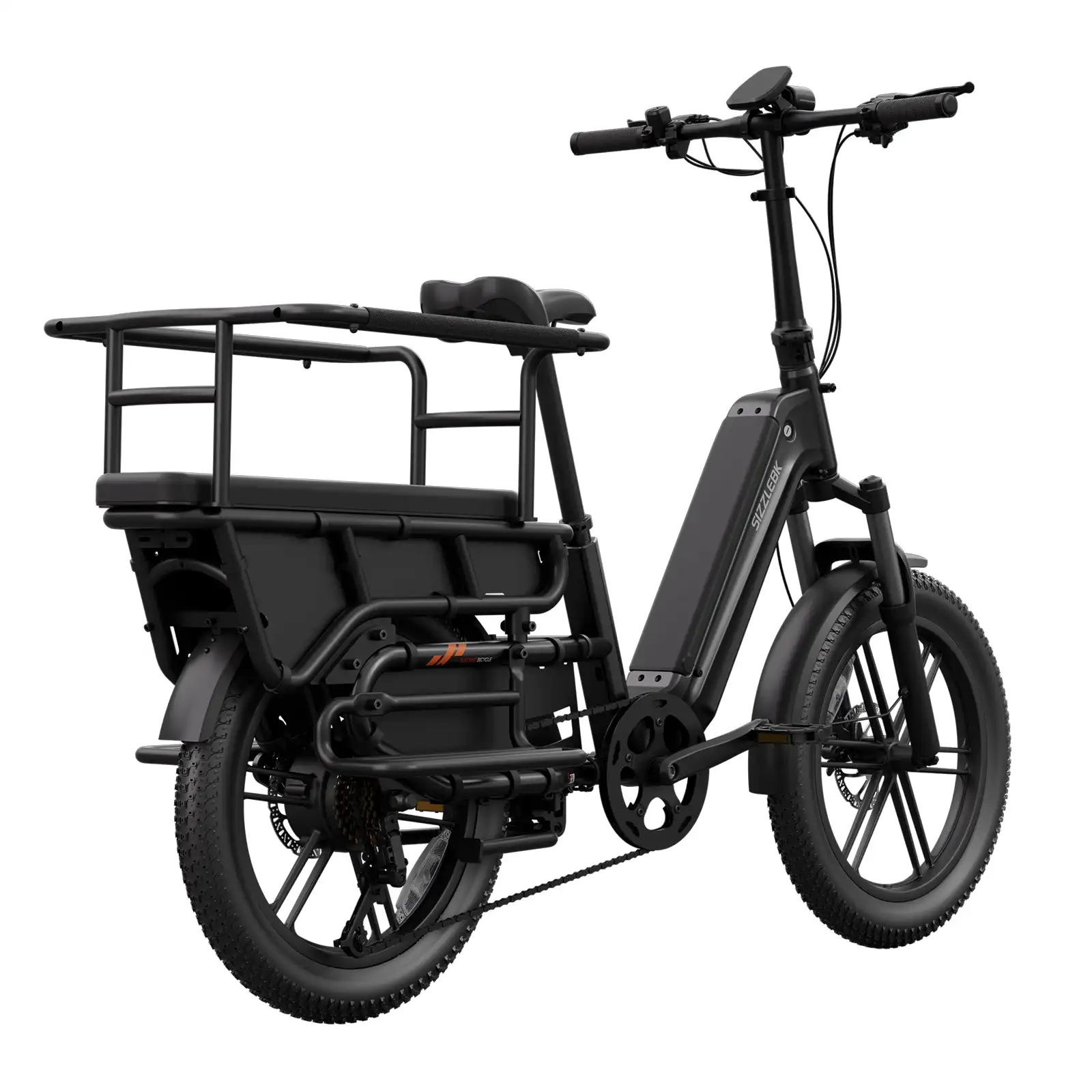 750W Family Cargo E-Bike, Brushless Li-Battery, 2-3 Kids & Pet Seats, Large Capacity, Safe Disc Brake & LED