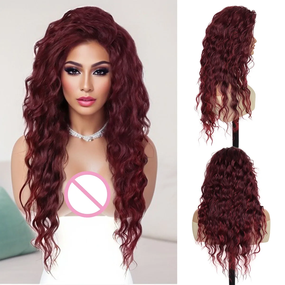 

Long Red Wig Women Synthetic Hair Costume Wig Halloween Party Big Vomume Fluffy Hair Brown Auburn Wigs Bangs Lolita Cosplay Wigs