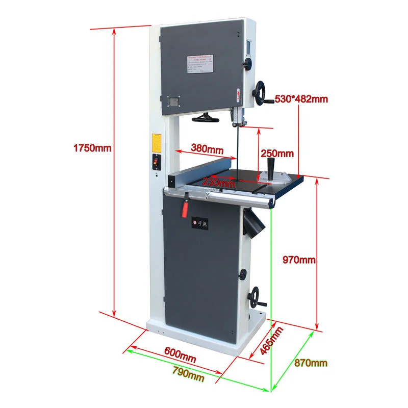 Vertical Band Saw 1500W Brushless Copper Motor Industrial Woodworking Machine 220V Deep Cutting Capabilities Durable EasyATV&UTV