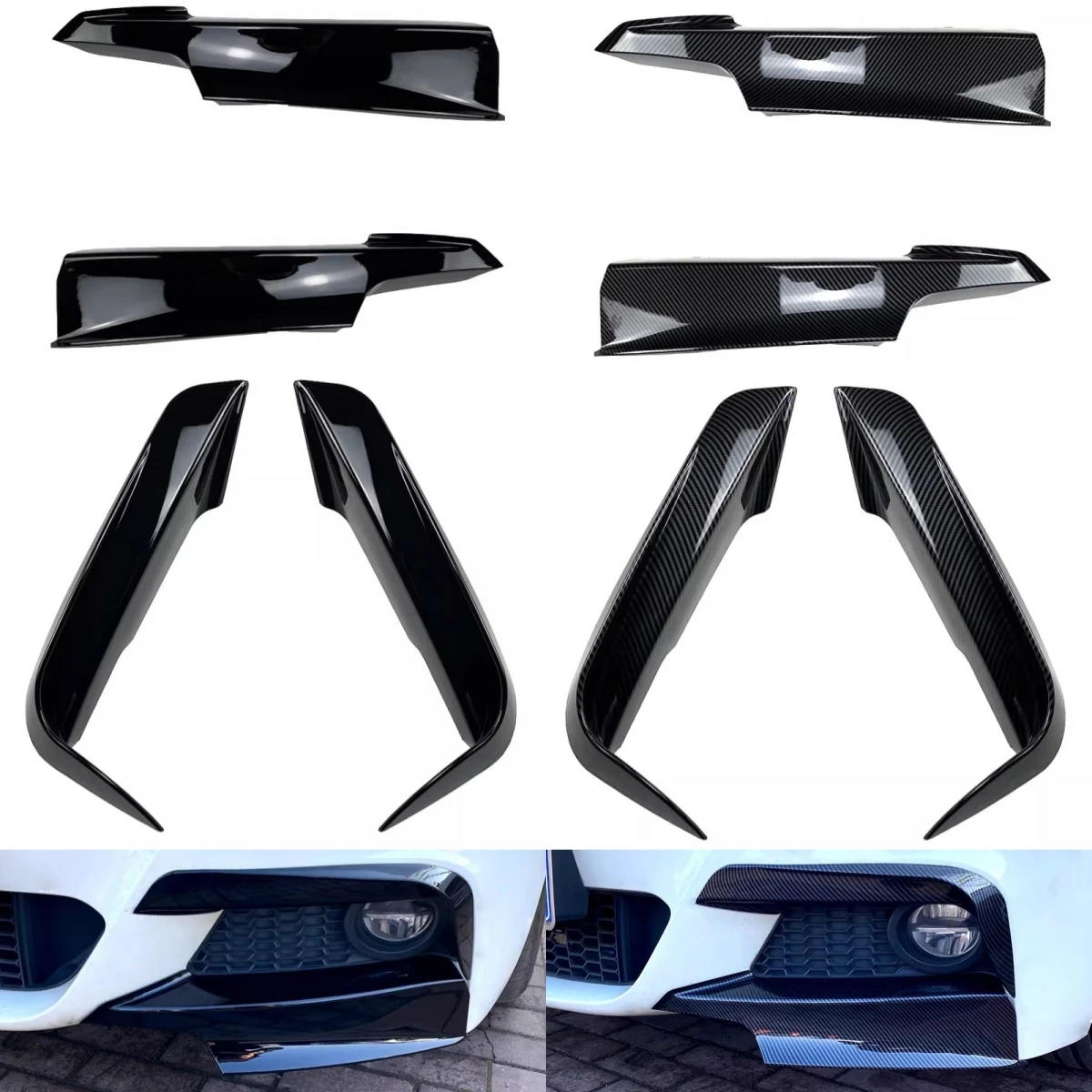 

Gloss Black Front Bumper Lower Trim for BMW 3 Series F30 320i 325i 2013-2019 Modified Fog Lamp Bumper Corner