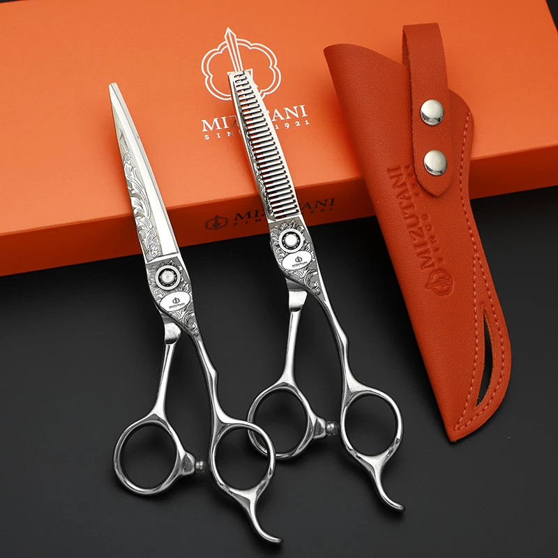 

Mizutani Professional handed scissors Barber texture thinning shears 440C 5.5-6-6.5inch Hair cutting tools