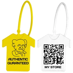 100Pcs Custom Logo Disposable Plastic Security Seals T-Shirt Shaped Hang Tags for Clothing 160mm 6.3