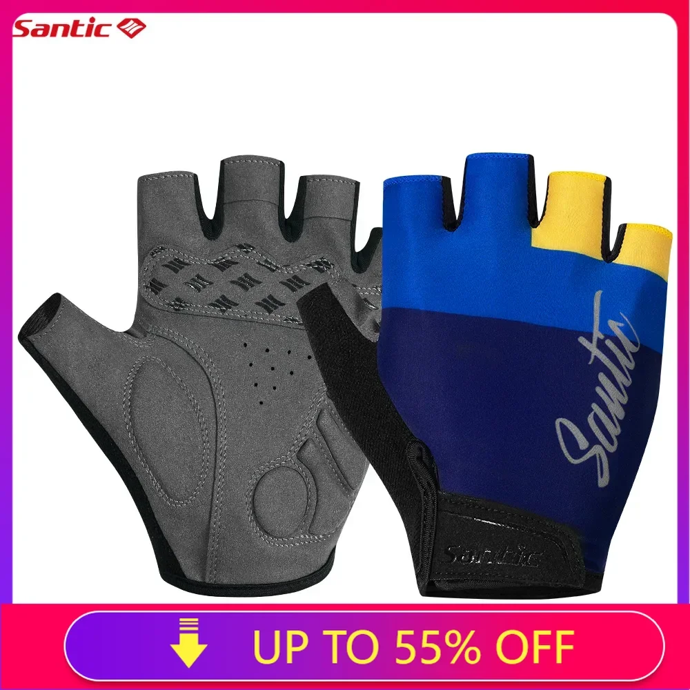 Santic Summer Cycling Gloves Short Finger Cycling Gloves Road Bike Breathable Half Finger Unisex Sports Fitness Gloves