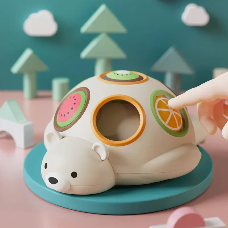 لعبة أطفال مونتيسوري الدب القطبي الضغط على الإصبع الحسي لغز تعليمي لون الفاكهة المطابقة المعرفية للأطفال الصغار