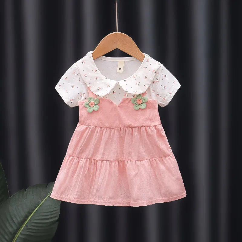 Summer Baby Girl Dress Doll Collar A-Line Princess Dress Flower Wedding Costume Casual Children Clothing Kid Outfit Infant A1023