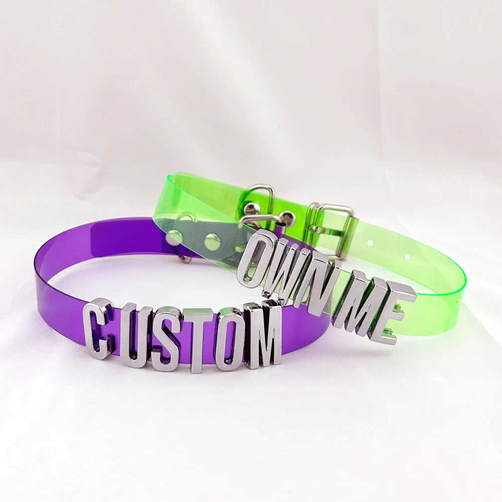 Punk Sexy Letters Custom Choker Collar Necklace Men Women Unisex Personalized Kawaii Candy Pvc Customized Cosplay Party Jewelry