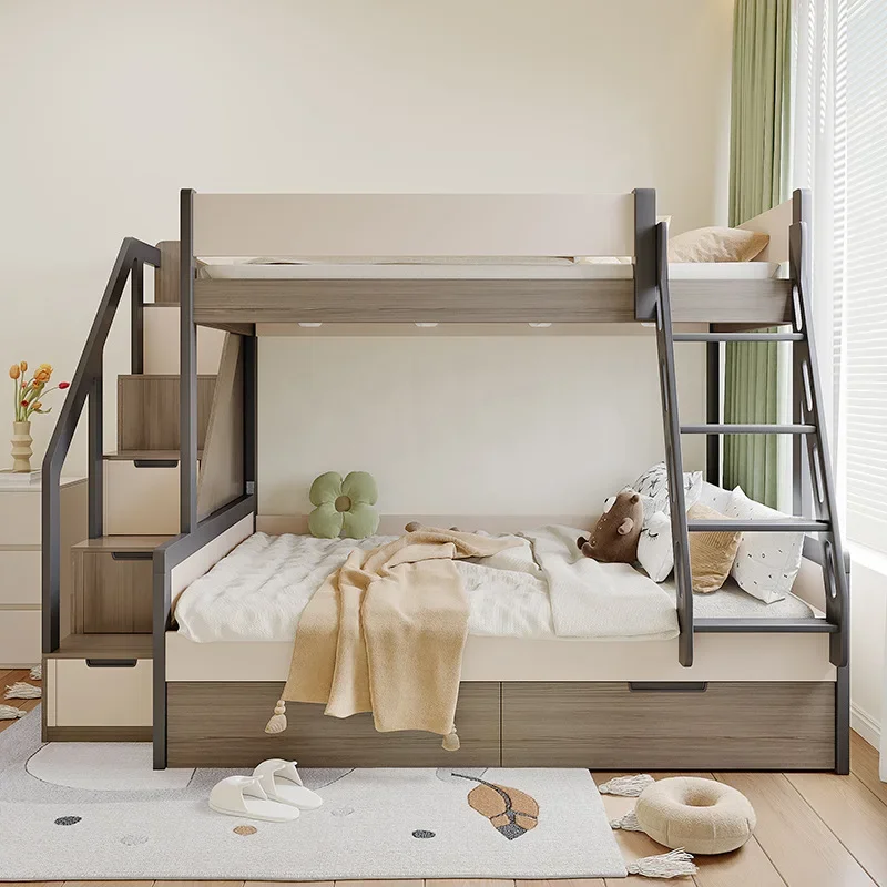 

High and low bed with bookshelf size apartment bedroom bunk bed