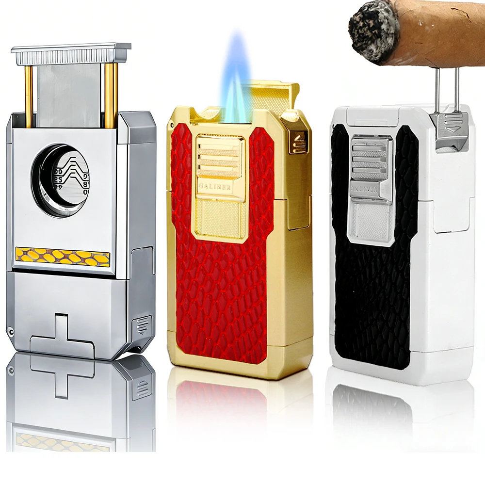 GALINER Cigar Lighter Metal High-end Lighter With Guillotine Cigar Cutter Puncher