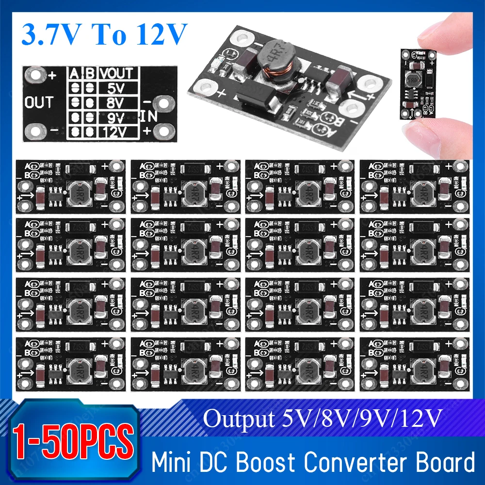 1-50 stuks 3,7 V naar 12 V uitgang 5 V/8 V/9 V/12 V Mini DC Boost Converter Board DC Step Up Module Lith-Batterij Boost Voltage Boost Module