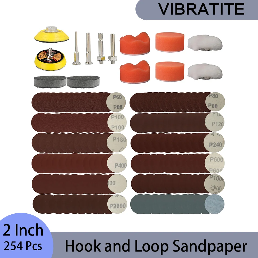 

Hook and Loop Sandpaper 2 Inch 254 Pcs 50 mm for Polishing and Sanding Woodworking Carving Fabrication Construction Crafting