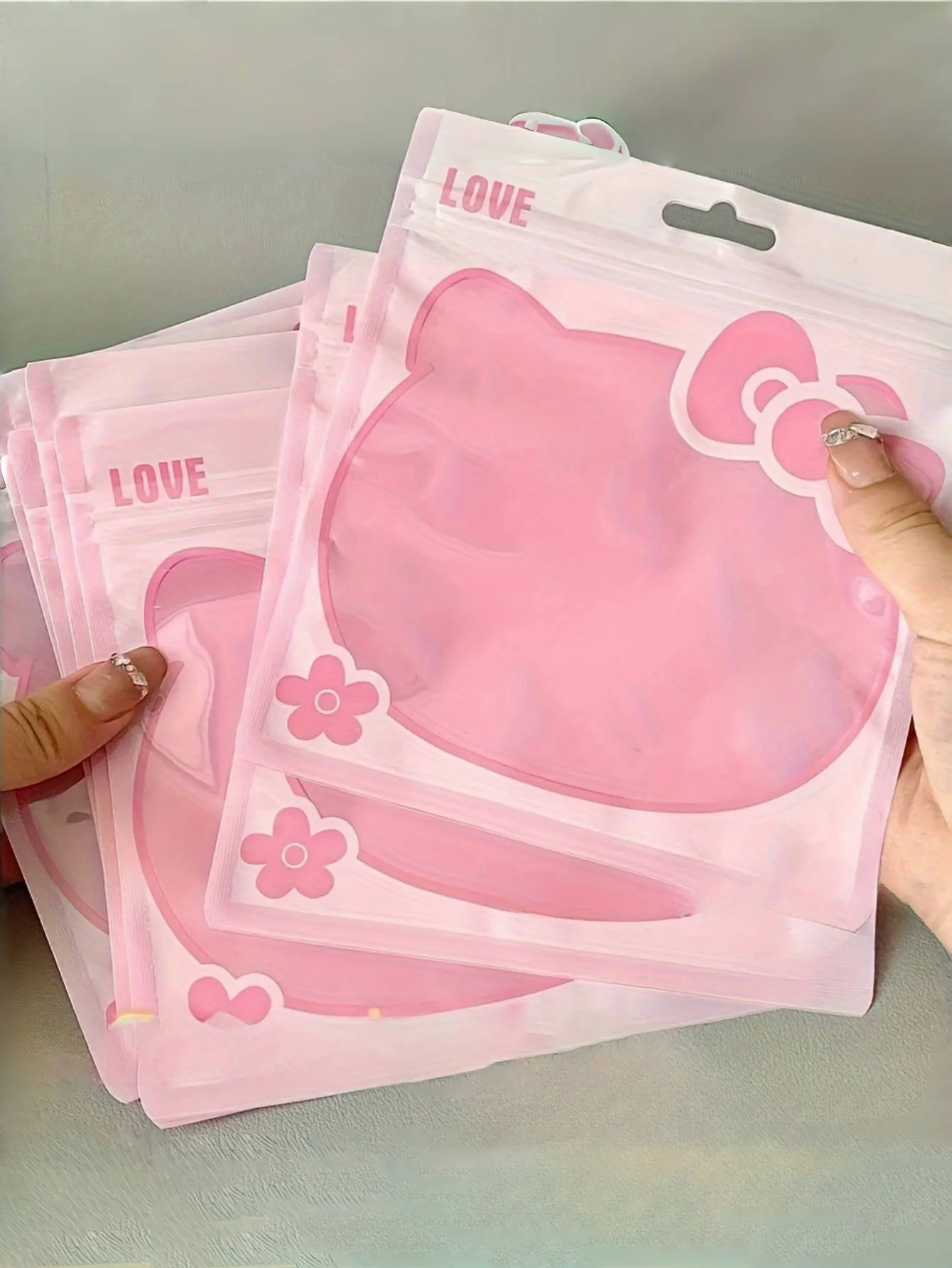 20/50/100 יחידות Sanrio Hello Cute Kitty שקיות אחסון מיני, פלסטיק לשימוש חוזר, שקיות רוכסן שקופות עמידות בפני אבק לתכשיטים