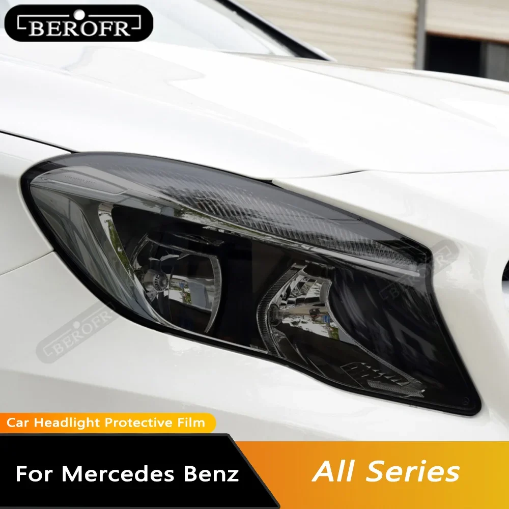 

Newest For Mercedes Benz A C E GLC GLA CLA GLS GLE Class W177 W205 W213 Car Headlights Lamp Film TPU Smoked Black Protector Film