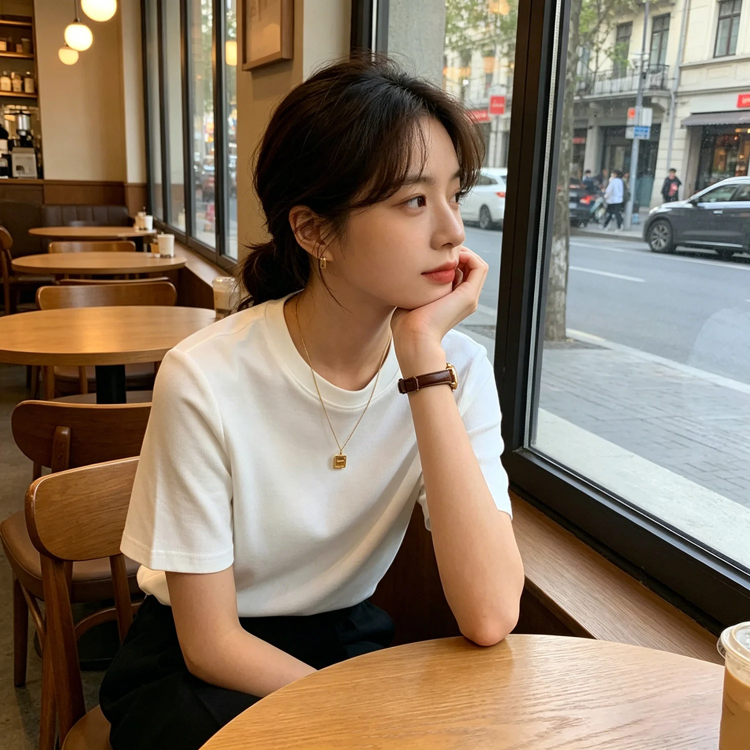 Loose Short Sleeve round Neck Basic  Color T-Shirt Women Summer Cotton Comfortable under Shirt Simple Style Base Layer Top