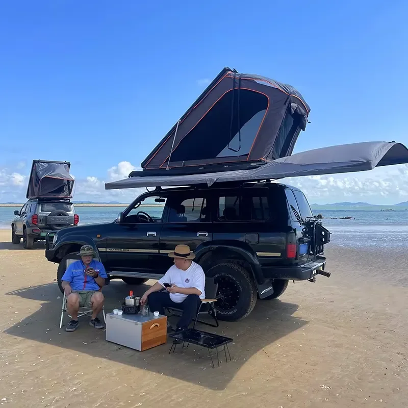 Camping Quick Build All-Weather Oxford Hard Shell Off-Road Outdoor Travel Equipment Folding Roof Tent for 2-3 People in Four