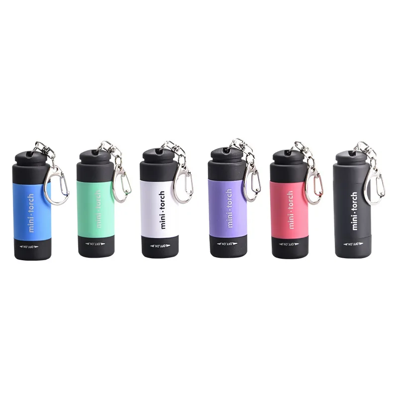 Mini Flashlight with Bright LED Lighting, Suitable for Girls and Children, USB Rechargeable, Plastic, Keychain Light