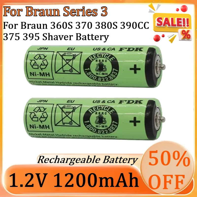 

New for Braun Series 3 1.2V 1200mAh 5.4*1.4cm High Quality Battery for Braun 360S 370 380S 390CC 375 395 Shaver Battery