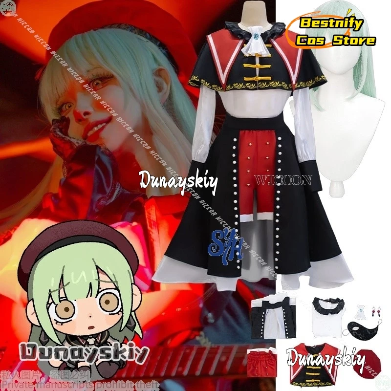 

Anime BanG Dream! Ave Mujica Cosplay Wakaba Mutsumi Goth Lolita Jirai Kei Girls Dress Y2K Costume Mask Earring Wig Halloween