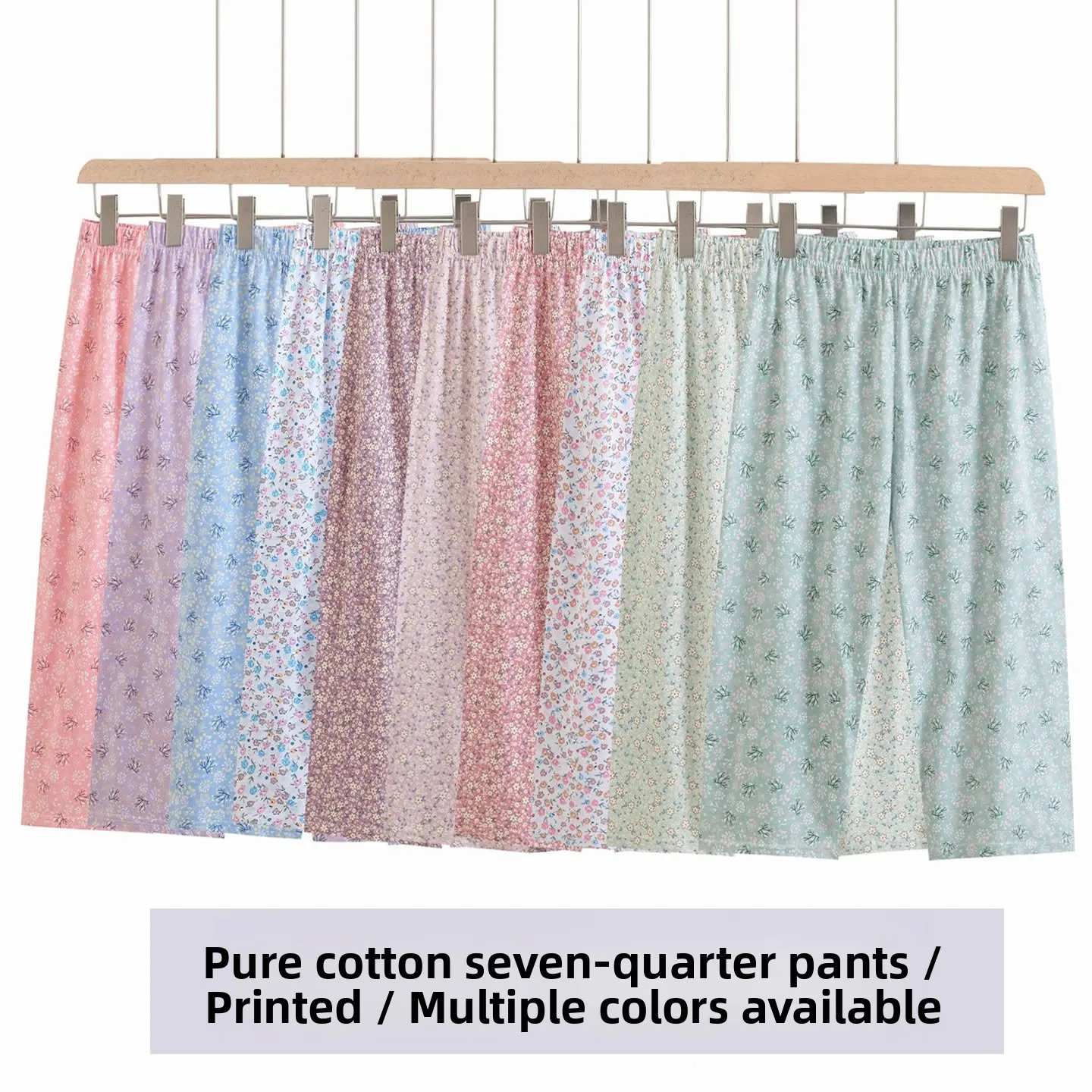 Pure Cotton Sleepwear for Elderly Women Summer Thin Seven-Point Home Pants Air Conditioned Loose Fit High Waist Casual Style