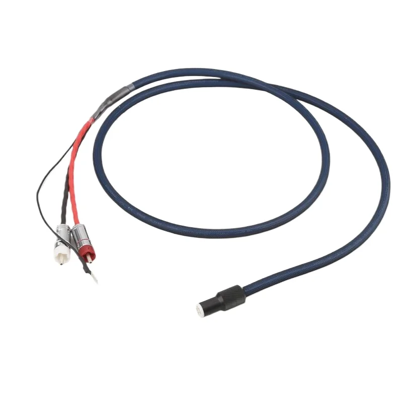 For Fever Silver Plated Vocal Arm Signal Cable Five Pin Plug To Double Lotus RCA with Ground Wire DIN Vinyl Phono Audio Cable