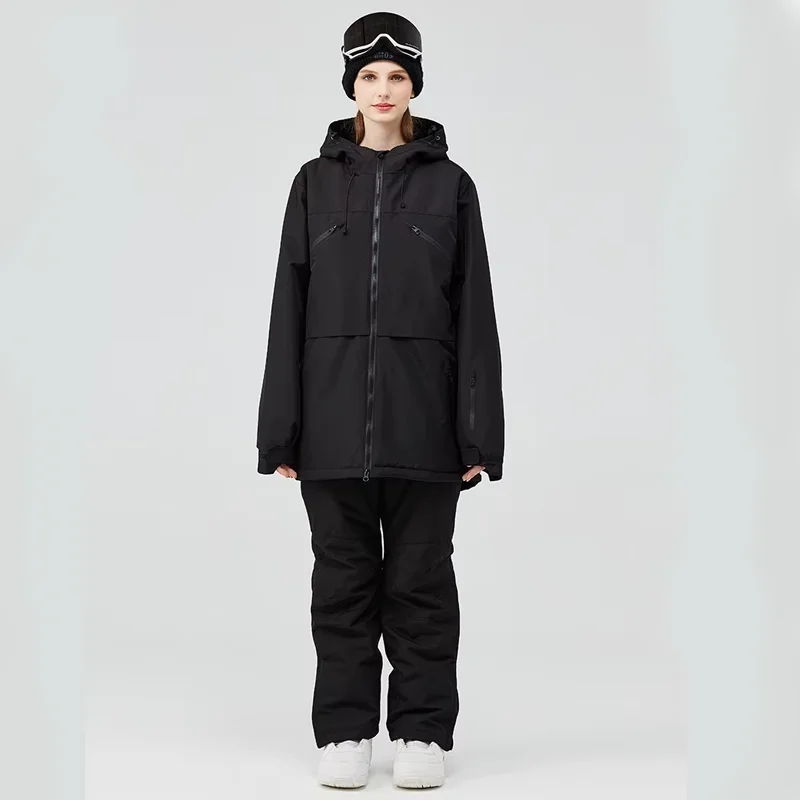 STLF مخصص قطعتين تنفس الدعاوى التزلج يندبروف الحمالات السراويل وسترة على الجليد للرجال النساء حجم كبير مريلة التزلج Pa #6