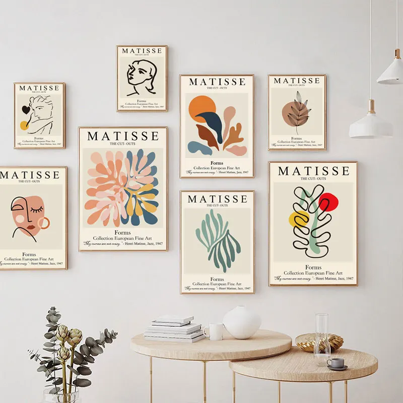 Abstract Wall Art Matisse Poster Line Face Coral Leaves Posters and Prints Canvas Paintings for Interior  Pictures Room Decor view 2