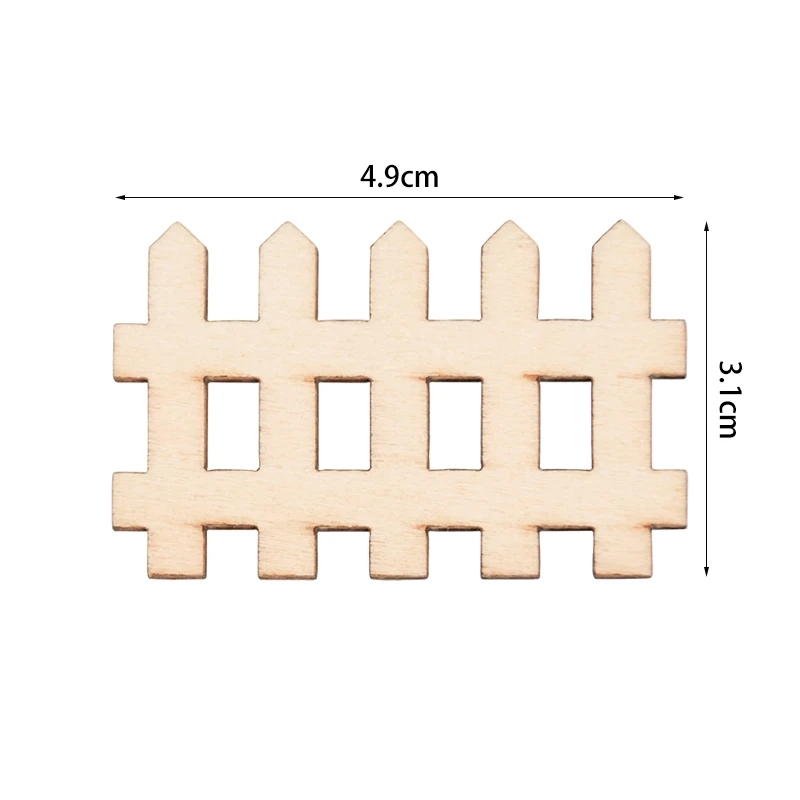 20/40pcs Laser Cut Wooden Fence Embellishment DIY Unfinished Garden Fence Craft Blanks Wood Ornament for Home Wedding Decoration