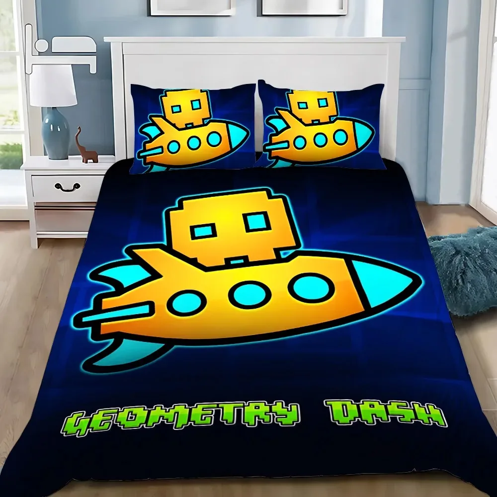

Video Game Duvet Pillowcase Bedding Set Adult Boy G-Geometry Dash Girl Bedroom Decoration Children Gift Single Double Large Size