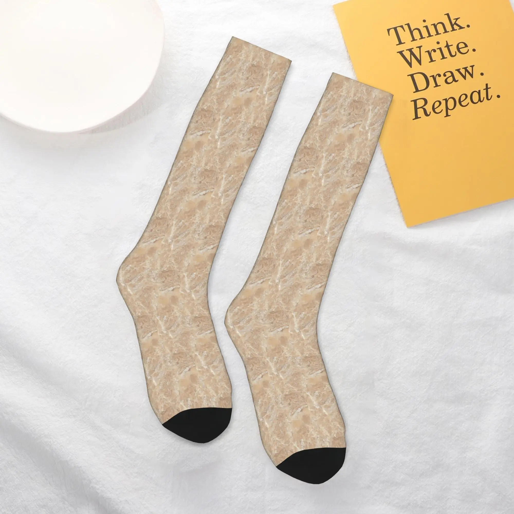 

Современные кремовые бежевые песочные камни, гранитные мраморные носки, чулки в стиле Харадзюку, всесезонные длинные носки, аксессуары для мужчин и женщин, подарки