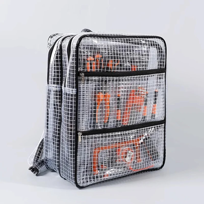 18 Inch Tool Bag Large Capacity Tool Storage Kit PVC Transparent Shoulder Tool Bags Dustproof Hardware Tools Organizer Backpack