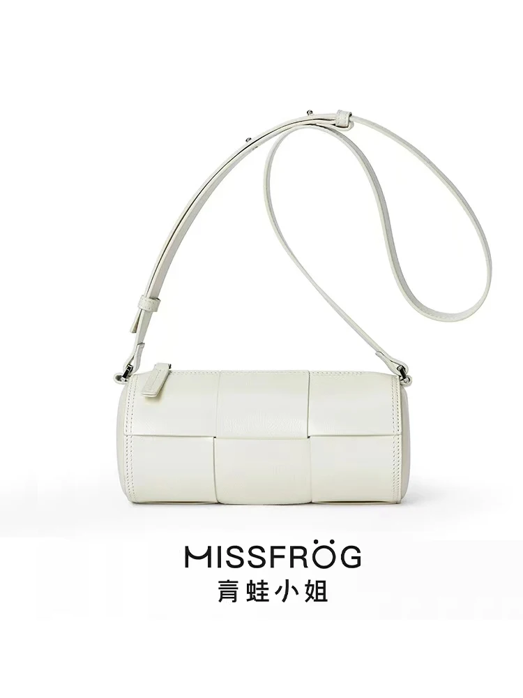 

Ladies 2024 New Faion Oil Waxed Leather Woven Pillow Bag Single oulder Slant Cross Soft Handbag Commuter Sle