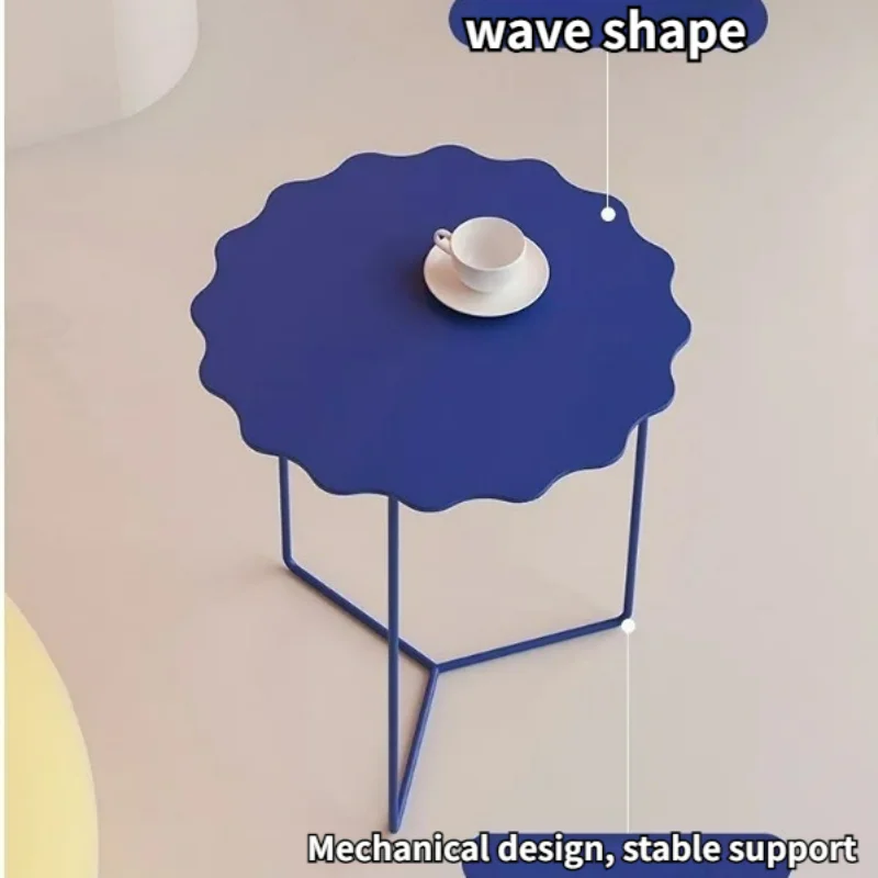 

Blue Wrought Iron Small Coffee Table Ins Home Side Table Wave Square Corner Table Mesa for Living Room Decor Tables Sofa Side