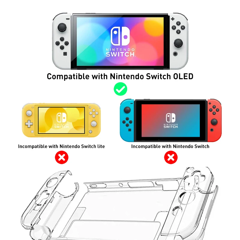 DATA FROG Crystal Shell Protective Case Cover for Switch OLED Console Protective Case Game Console Accessories