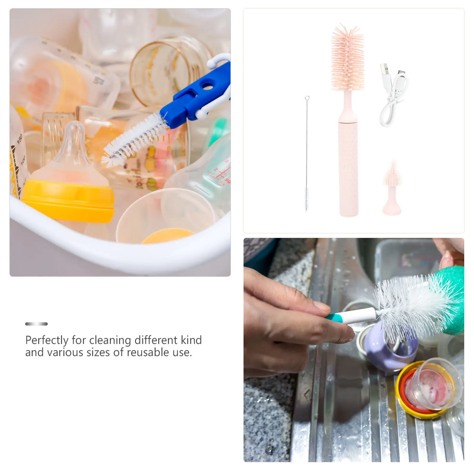

1 Set Baby Bottle Brush Set Silicone Bottle Cleaner for Milk Bottles Straws Pacifiers Narrow Neck Bottles Effective Cup Cleaning