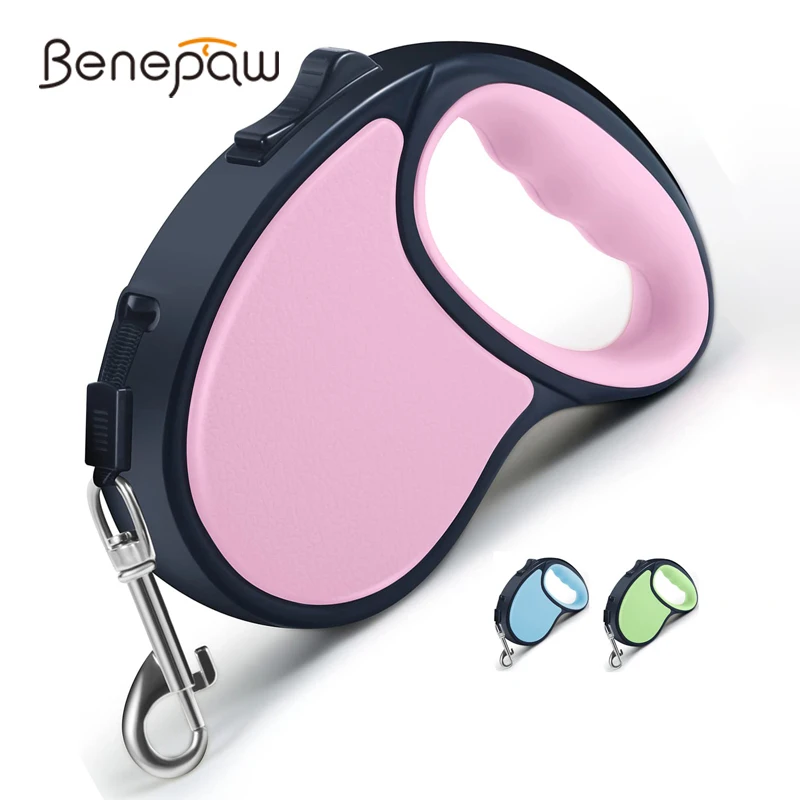 Benepaw Retractable Dog Leash Small Medium Dogs Cats Strong No Tangle Anti-Slip Handle Pet Walking Lead  One-Handed Lock