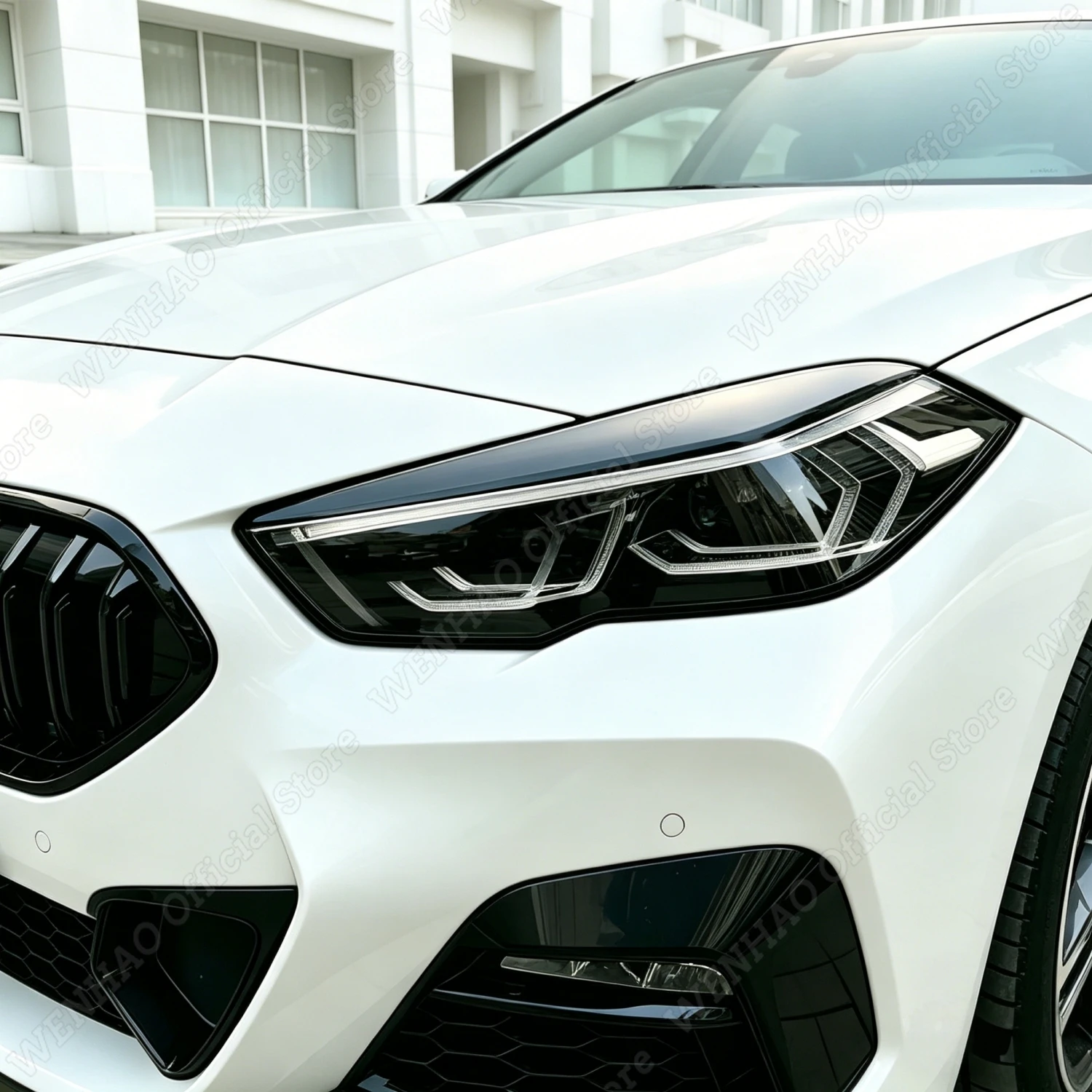 Black Front Headlight Eyebrow Eyelid For BMW 2 Series F44 Gran Coupe 218i 220i 225i M235i 216d 218d 220d 2020-2025 Body Kit Trim