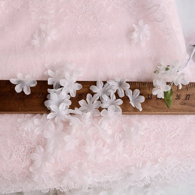 3D Crushed Satin Flower Accessories, DIY Wedding Dress, Veil Decoration, Mini Flower Piece, Doll Material, RS2775, 100 PCs/Pack