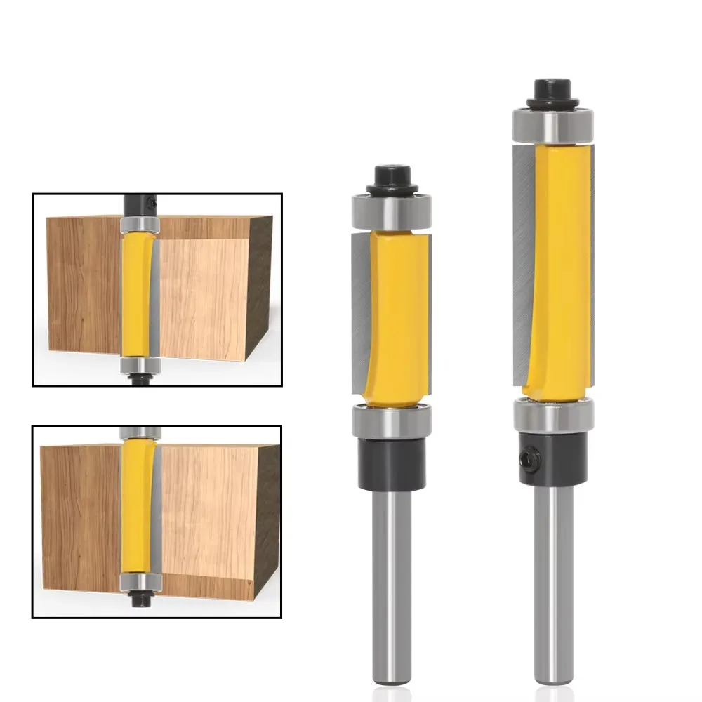 1PC 1/4" 6.35MM Shank Milling Cutter Wood Carving 1/2" Extra Long Trim Pattern Top&Bottom Bearins Router Bit Woodworking Tenon