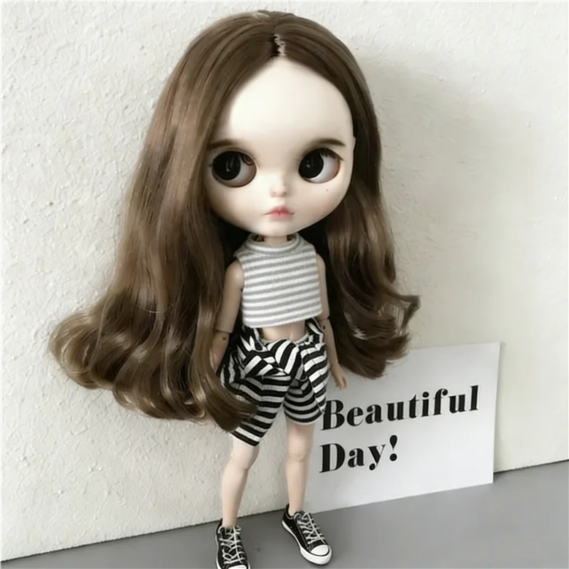 Clothes For Blythe Doll 6/1 Striped Vest Hoodie T-Shirt Sweater Outfit Clothing Suit OB22 OB24 Long Leg HelloKitty Azone Doll view 3