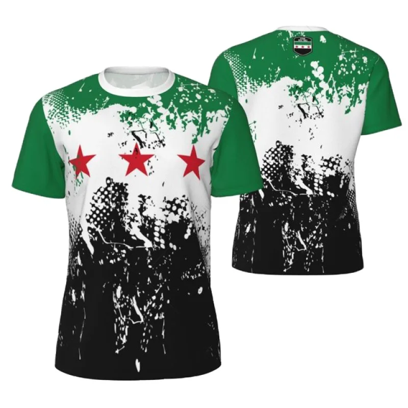 New Syria Flag Pattern T Shirt For Men Syrian 3D Printed Tees Summer Casual Short Sleeve Oversized Round Neck Tops T-Shirts