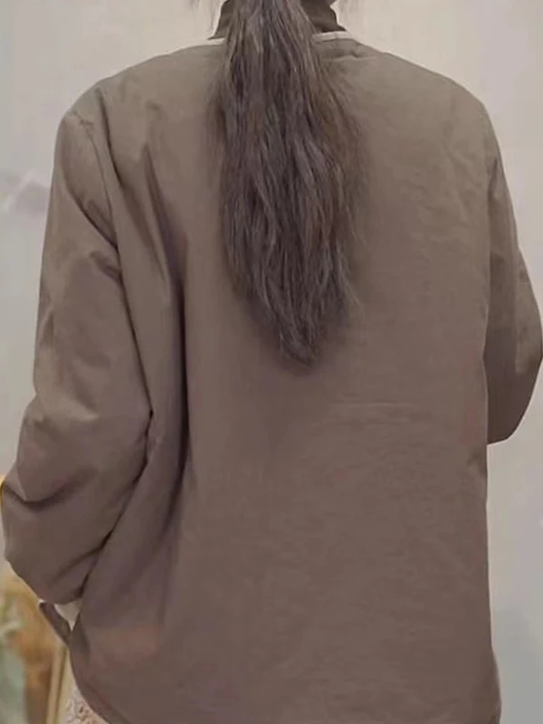 

Retro Artistic Color Blo Loose Cotton Jaet Casual Versatile Top Women's Faion Retro Artistic Collage Loose Cotton Coat