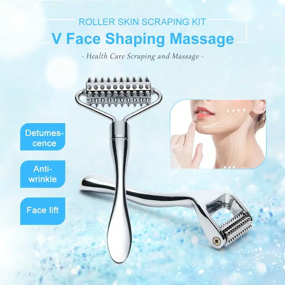 Stainless Steel Facial Massage Roller Deep Tissue Massage Tool for Face, Acupressure Massager Body for Hand, Foot, Neck SPA Care