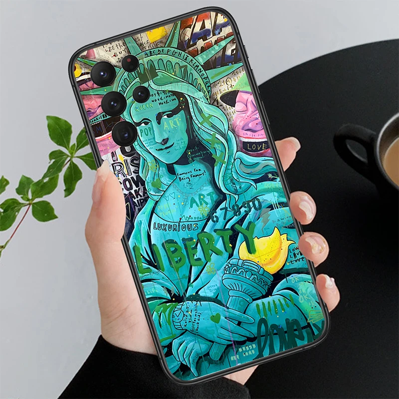 

Pop Street Graffiti Art Mona Lisa David Phone Case For Samsung S25 S24 S23 S22 S21 S20 Ultra S20 S22 S21 S20 FE S24 Plus
