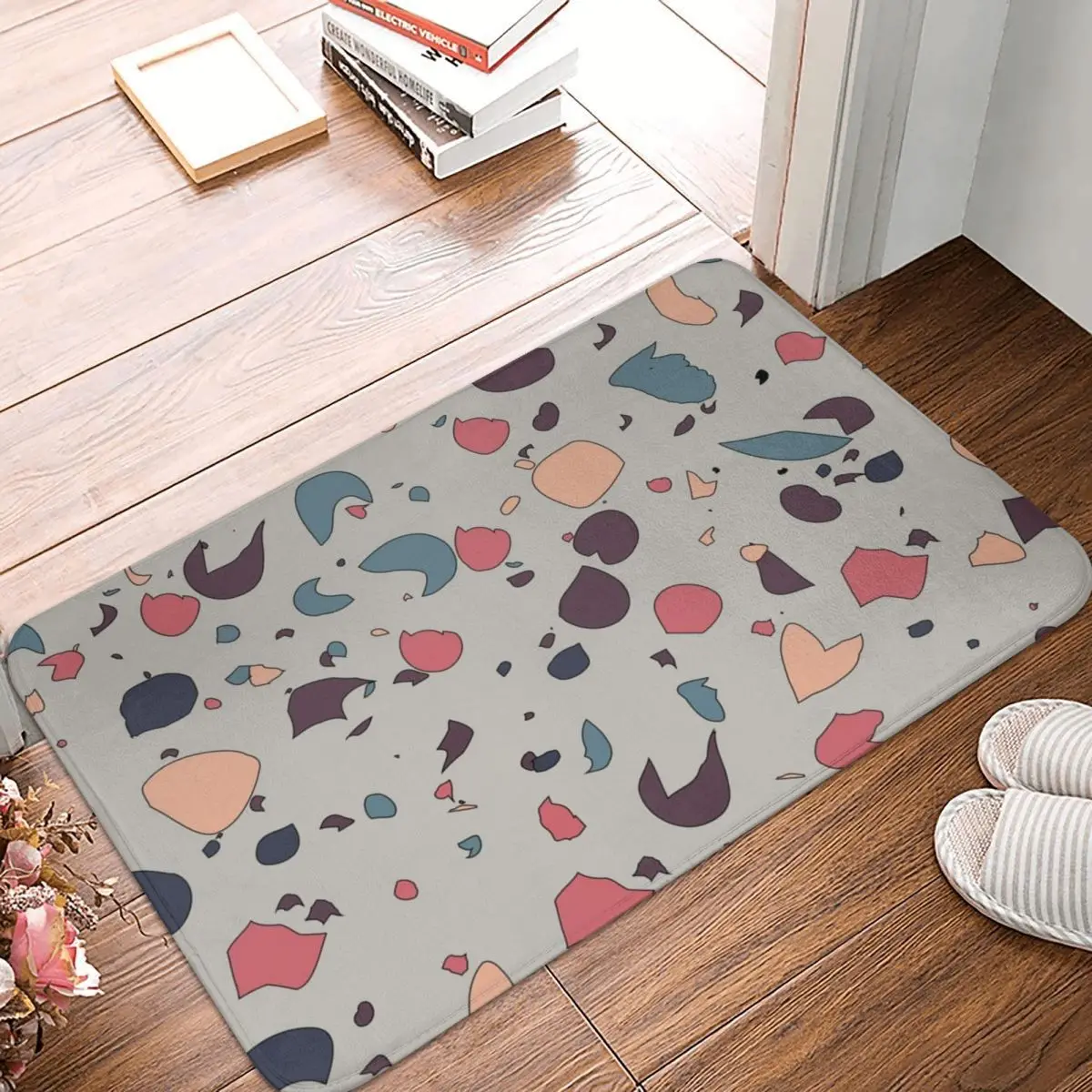 Seamless Terrazzo Stone Pattern Non-slip Doormat Floor Mat Sand Scraping Carpet Rug for Kitchen Entrance Bedroom Footpad Mats