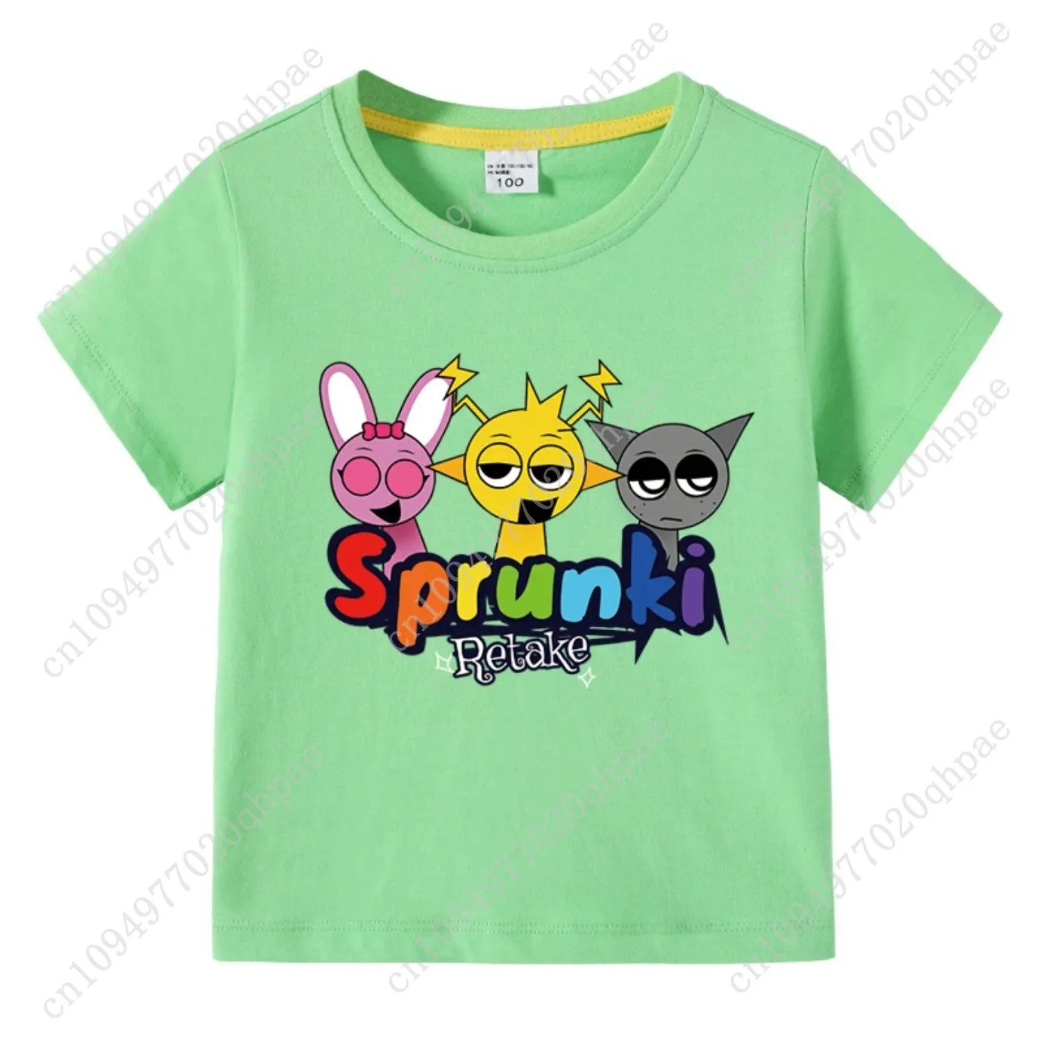 Футболка с рисунком Sprunki, детские хлопковые футболки Incredibox, топы с короткими рукавами для маленьких девочек, летняя одежда для мальчиков, детская одежда