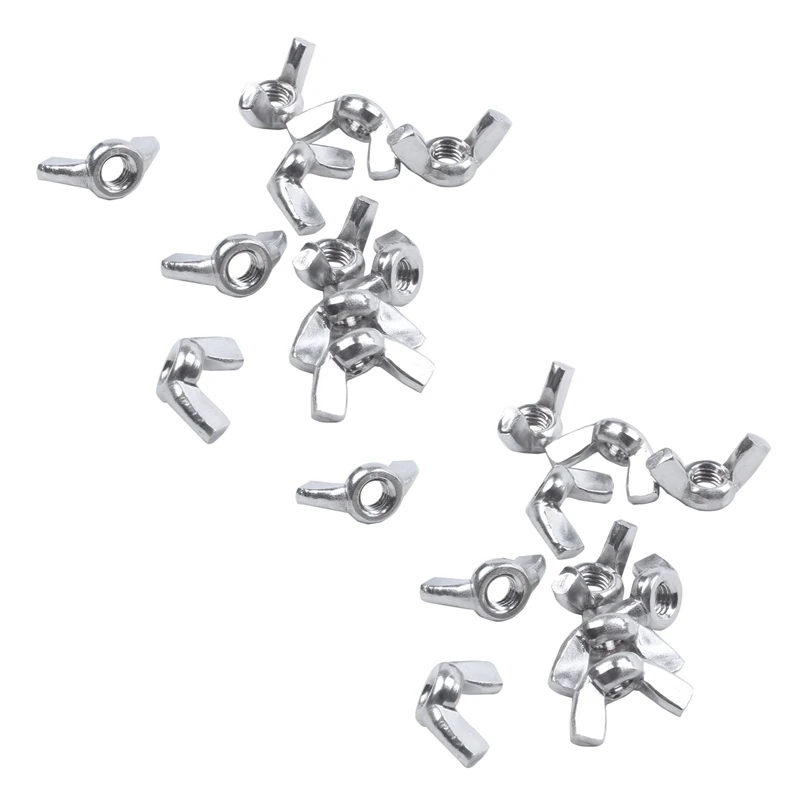 

M6 Thread Dia Stainless Steel Wing Nut Butterfly Wing Nuts 20 Pcs